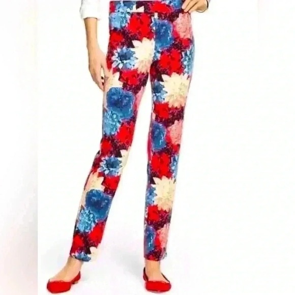 Talbots Chatman Women's Floral Ankle Slim Leg Side Zipper Tapered Pants Size 6 - Picture 2 of 10